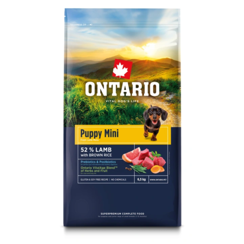 Karma dla szczeniąt Ontario Dog Puppy Mini Lamb - 2,25 kg