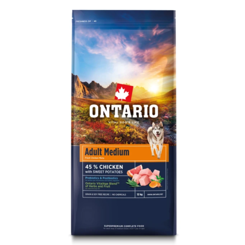 Ontario Dog Adult Medium Chicken - 12kg