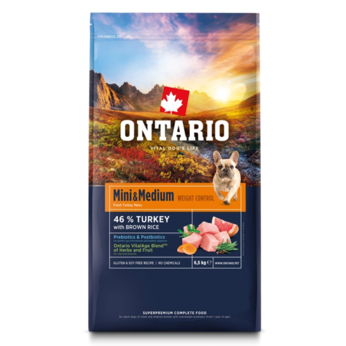 Ontario Dog Weight Control Mini Turkey - 6,5kg
