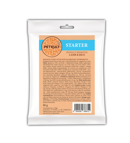 PRÓBKA - PETKULT dog STARTER jagnięcina/ryż - 80g