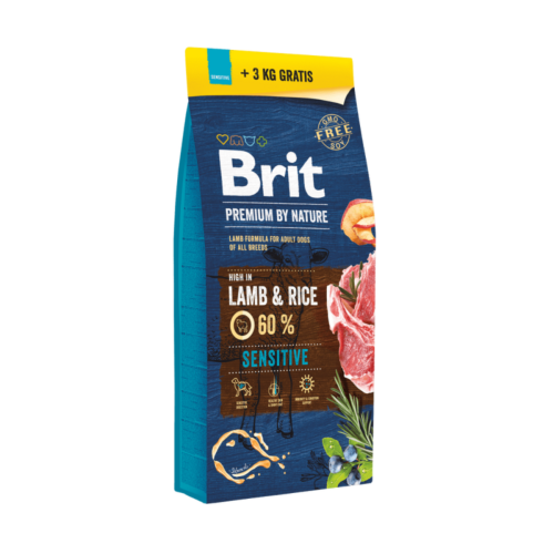 Brit Premium By Nature Dog Sensitive Lamb & Rice - 15 + 3 kg GRATIS
