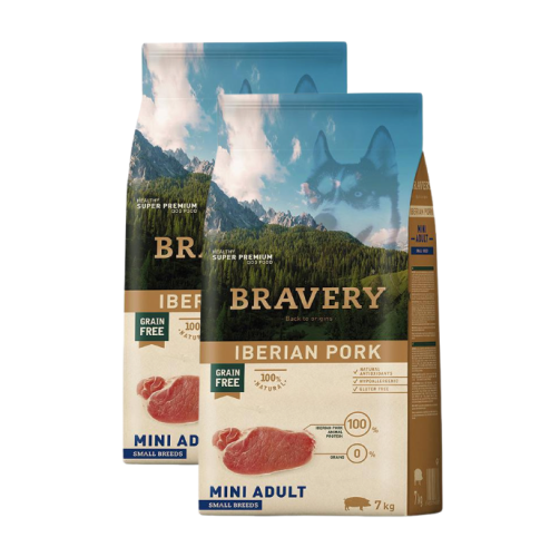 Bravery Dog Mini Adult Iberian Pork - 2 x 7kg