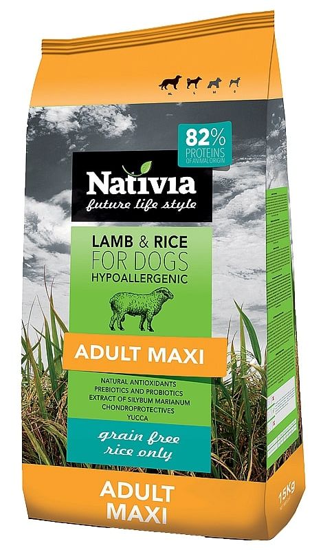 Фото - Корм для собак  NATIVIA dog ADULT MAXI lamb - 15kg(bez zařazení)