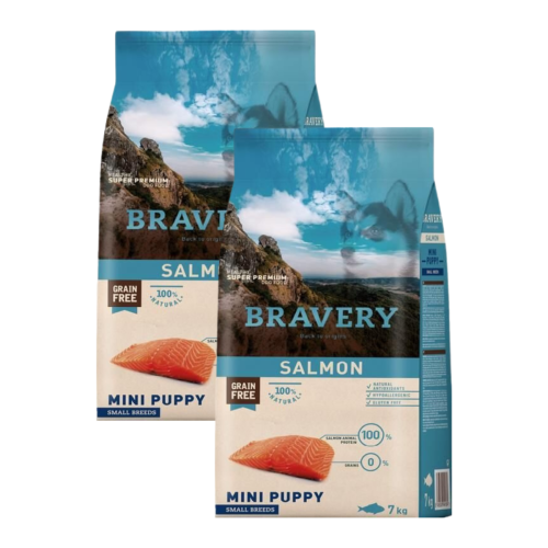 Bravery Dog Mini Puppy Łosoś - 2x2 kg