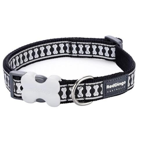 Obroża odblaskowa RedDingo Bones - 15 mm/24 do 36 cm