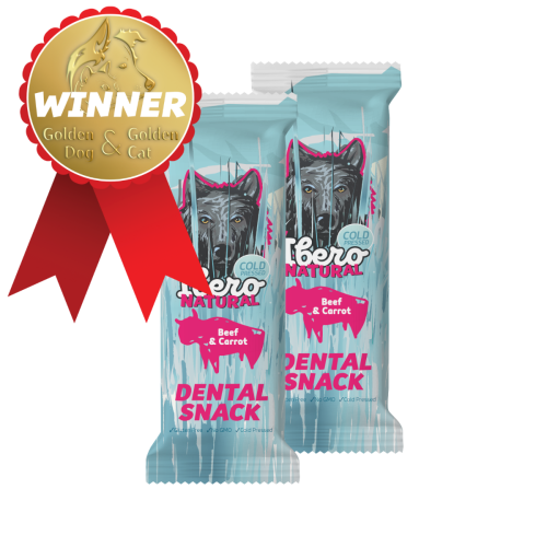 Przekąska stomatologiczna Ibero Cold Pressed z wołowiną i marchewką - 2x S/M (3 szt.)