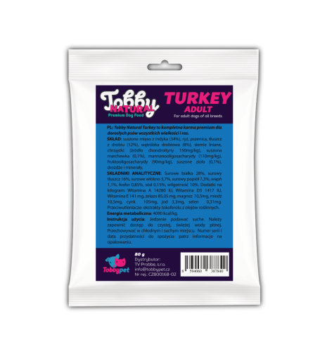 Próbka - Tobby Natural Adult Dog Turkey - 80g