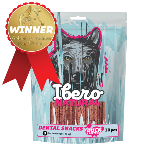Ibero Cold Pressed Dental Snack Kaczką/Buraki - S (30 szt.)
