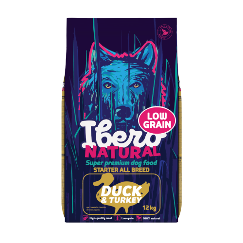 Ibero Natural Low Grain All Breed Starter Kaczka i Indyk - 12kg