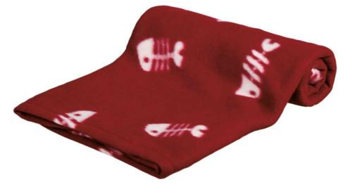 Kocyk Trixie Czapka Polarowa 100x70cm - Wino ze szkieletami