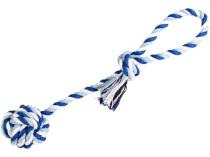 Bawełniana piłka holownicza HipHop 7cm/38cm - niebieska/biała